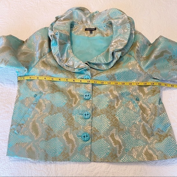 Samuel Dong Double Ruffle Neck Puff Sleeve Jacket - M - Picture 13 of 16